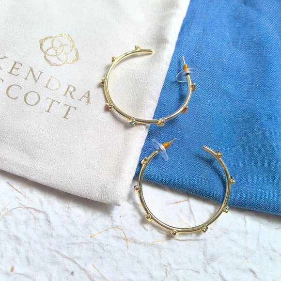 Kendra Scott Haven Heart Multi Color Hoop Earrings in Gold - Picture 2 of 3